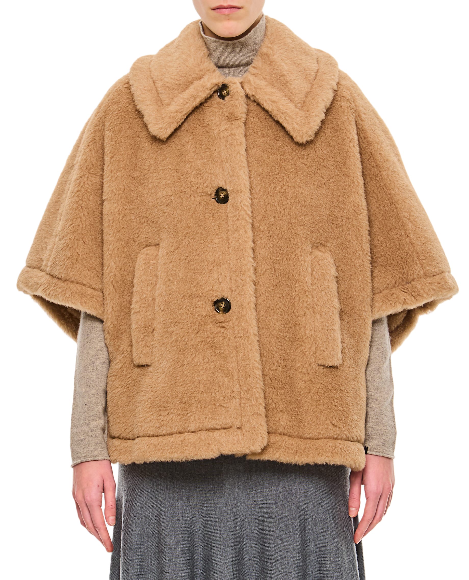 【関税＆送料込み】Max Mara Camel-Coloured Cape In Teddy Max Mara Tebe Teddy Camel Wool Cape – Fashion Full Circle