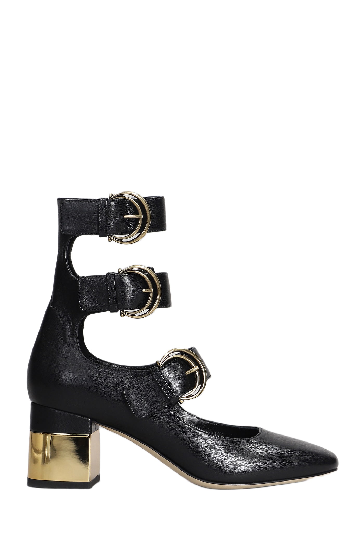 サンダル・ミュール Chloe'  ALIZE FLAT DOUBLE C BUCKLE SLEEPERS BLACK b8780d37b98b6474ba16da0e92fa7f