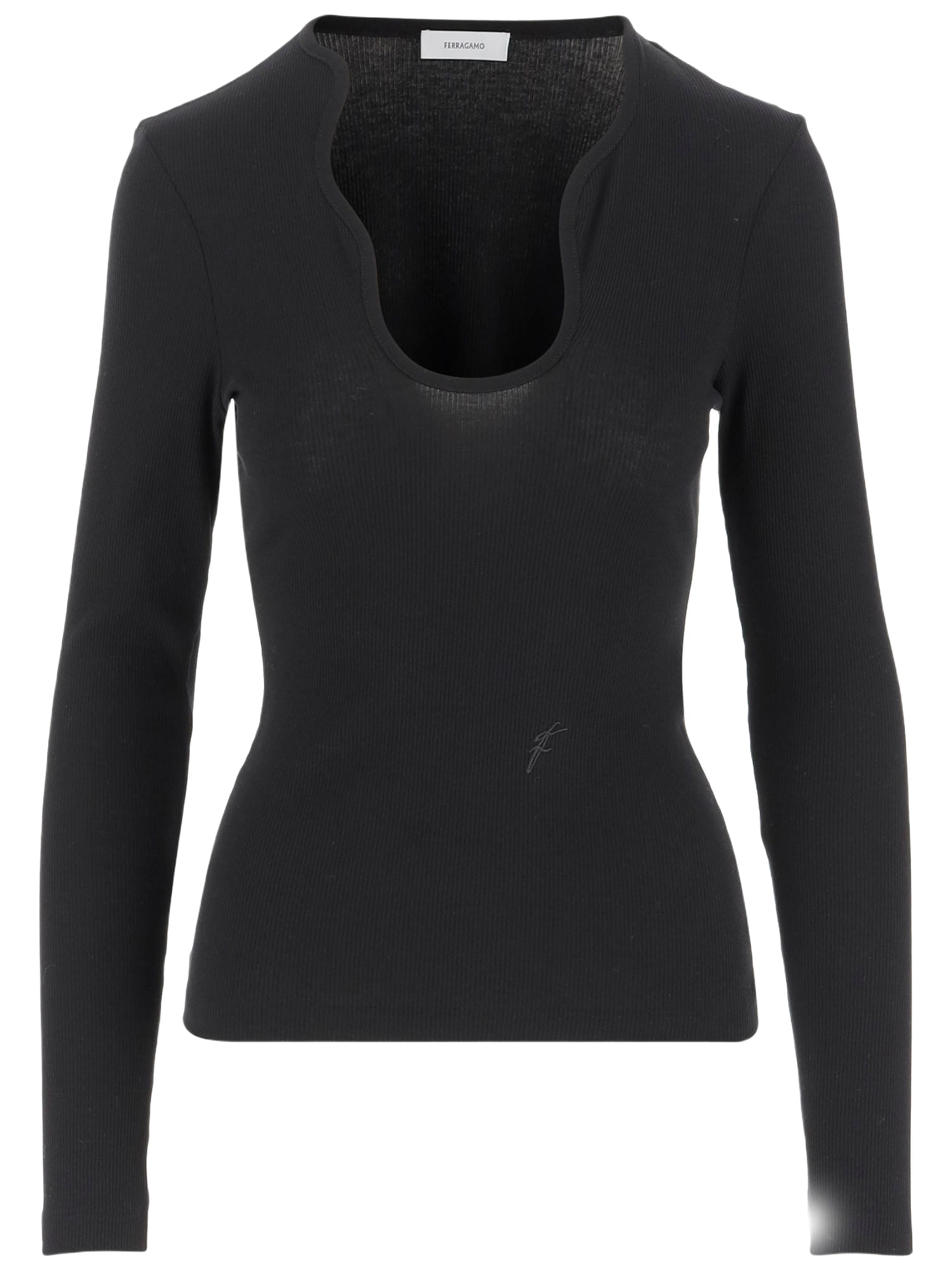 Tシャツ・カットソー Ferragamo Cotton Top With Shaped Neckline Ferragamo Cotton Top With Shaped Neckline | italist, ALWAYS
