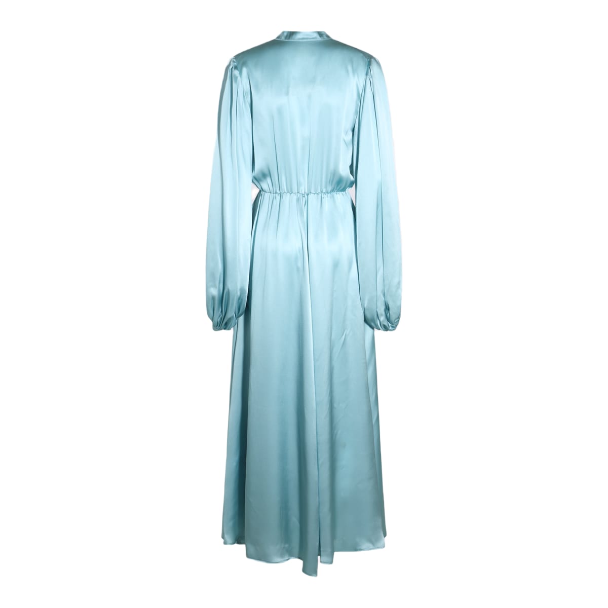 light blue satin matera long dress