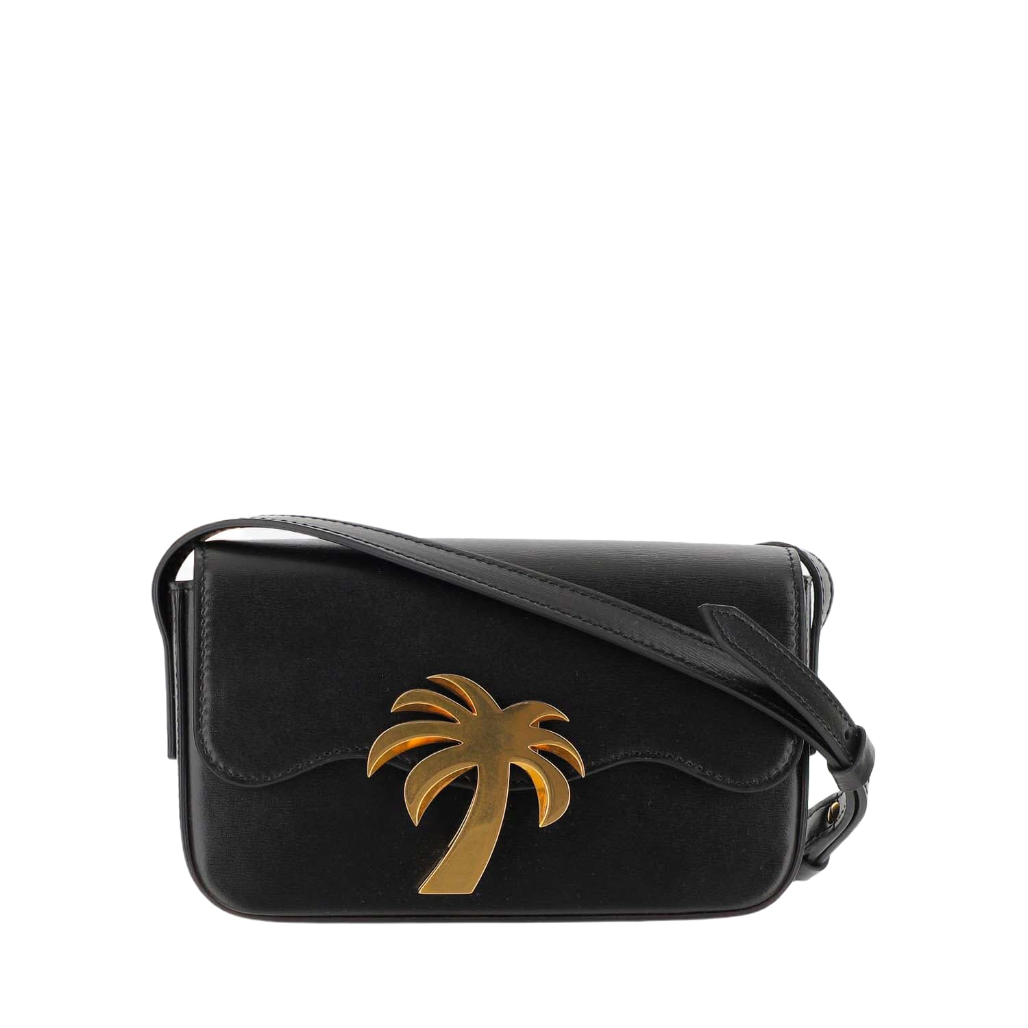 ショルダーバッグ・ポシェット PALM ANGELS Black Leather Palm Beach Bridge Crossbody Bag Palm Angels Black Leather Palm Beach Bridge Crossbody Bag