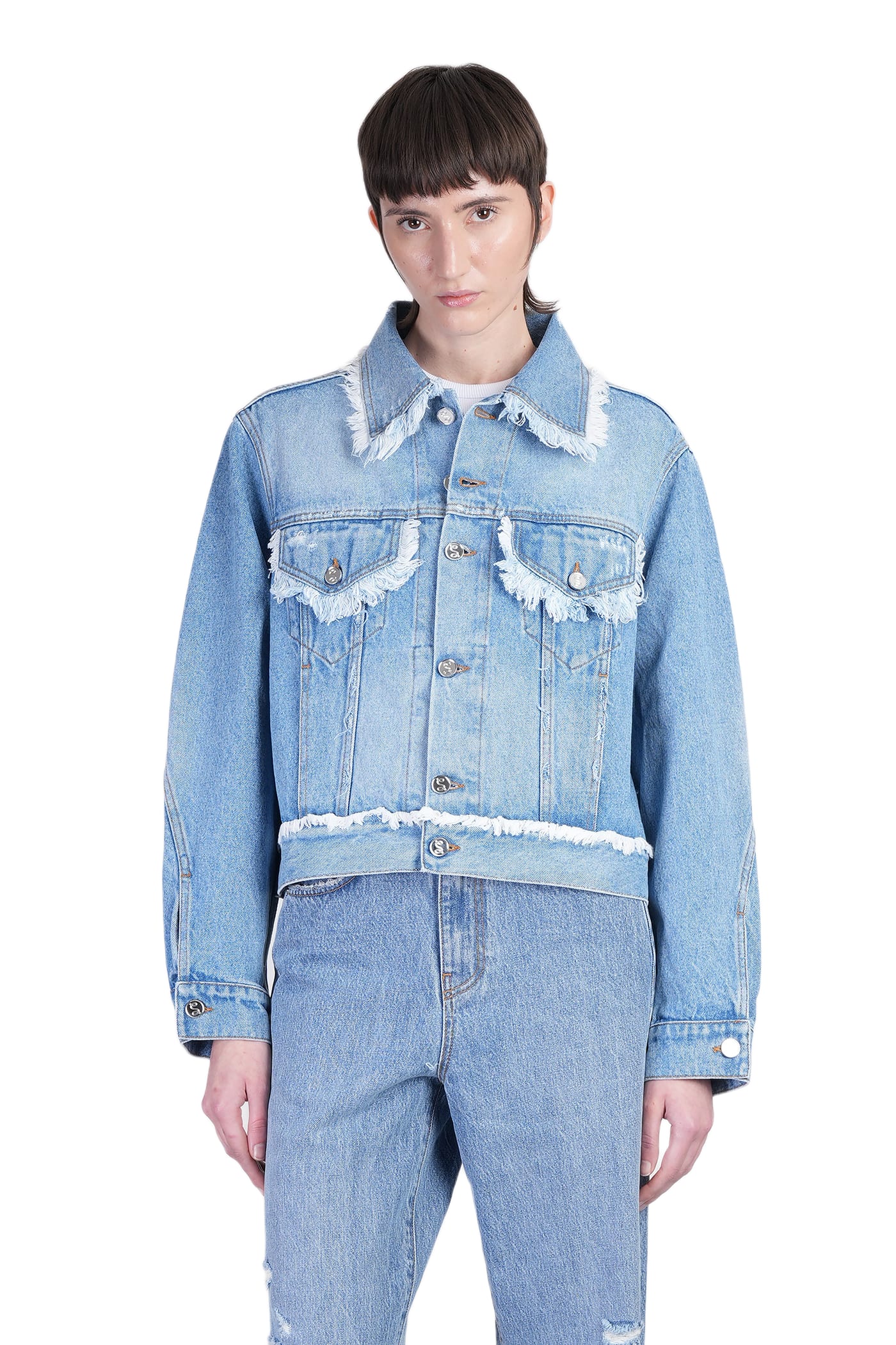 アウターその他 SEFR Women Outer 418495 WFW24SYDNEYFRA BLUE Séfr Sydney Denim Jackets In Blue Cotton | italist