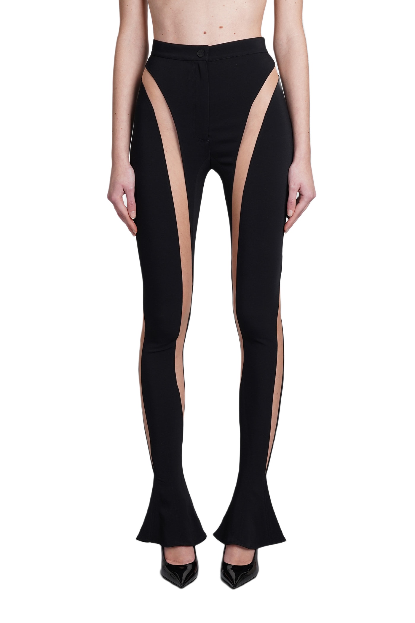 パンツ MUGLER Mesh insert leggings Black  24P1PA0404470 Mugler Mesh Insert Leggings Black | Wanan Luxury