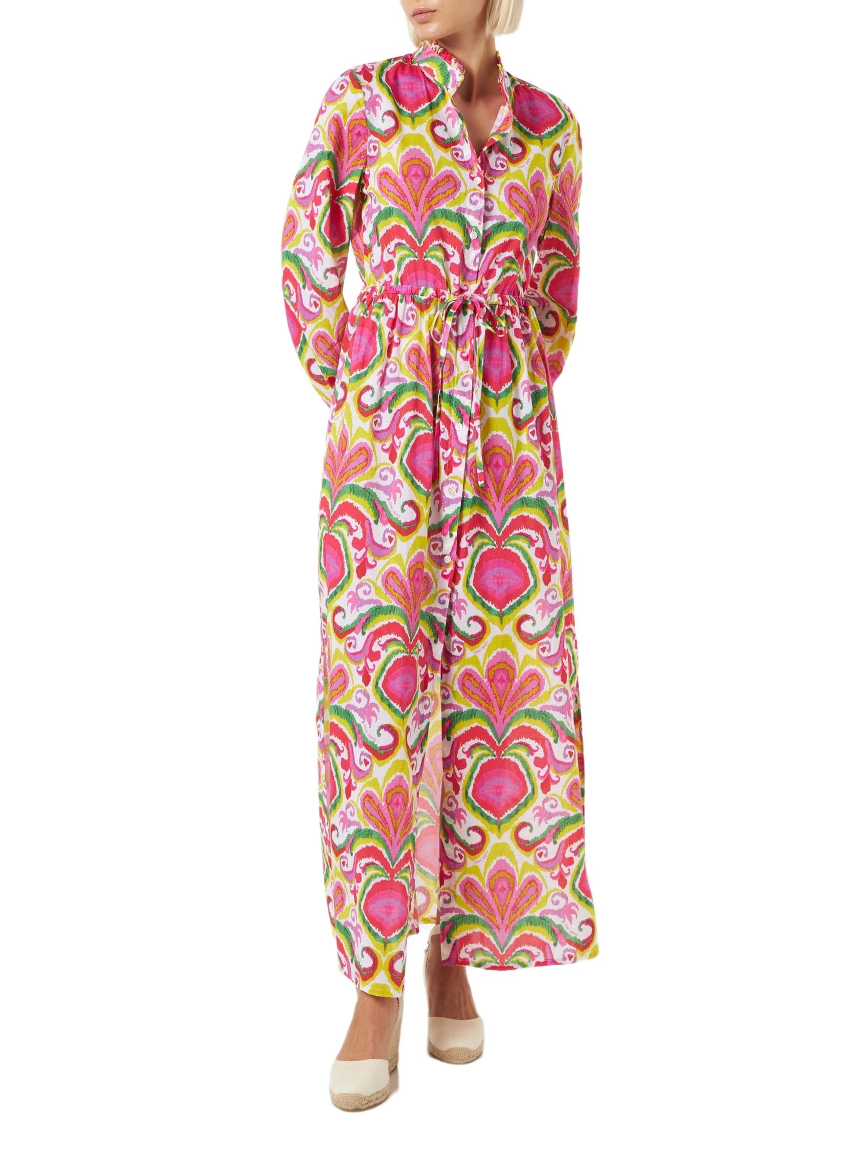 woman beach dress with ikat print