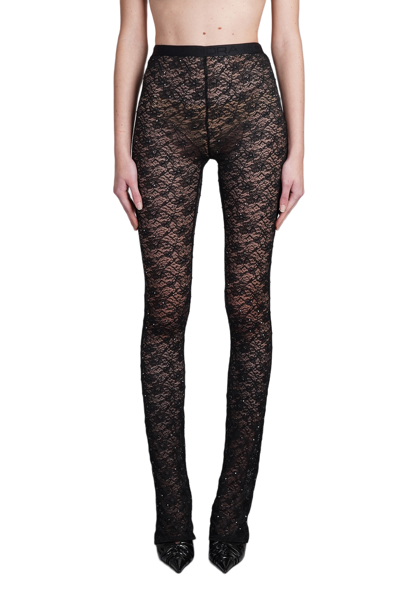 スパッツ・レギンス ALESSANDRA RICH Rhinestone lace leggings Alessandra Rich Rhinestone Lace Leggings | italist