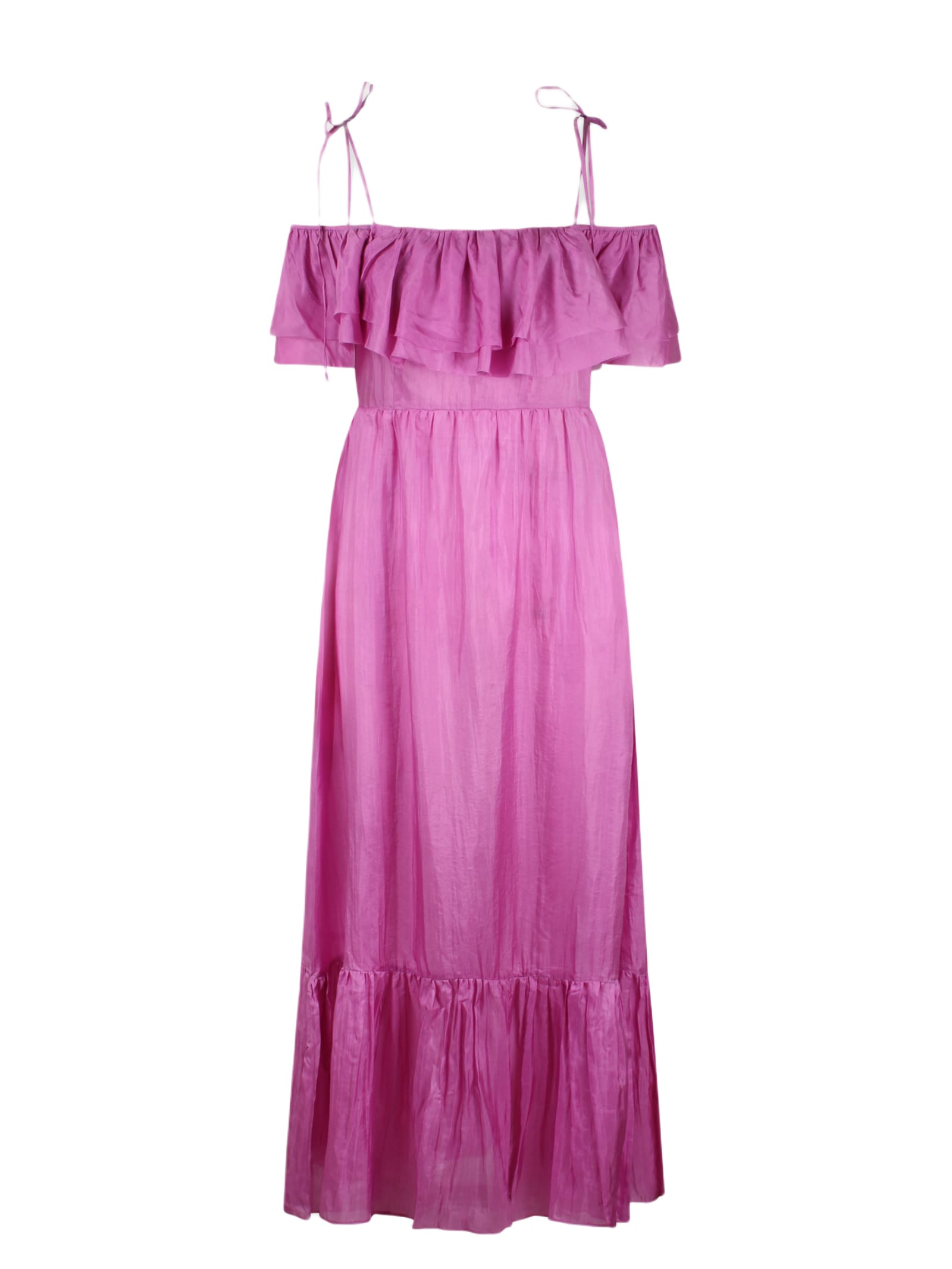 ruffled silk long dress