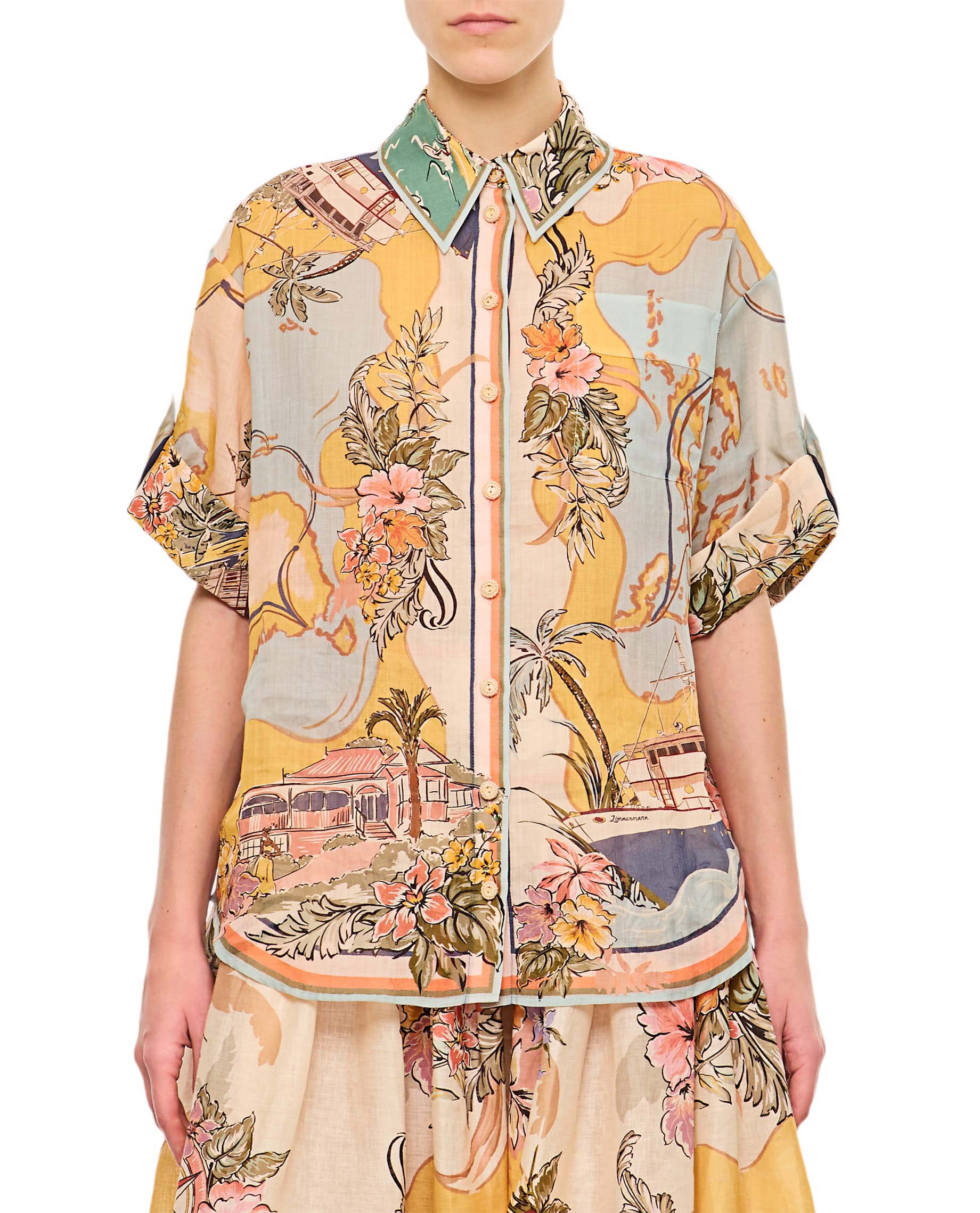 Tシャツ・カットソー Zimmermann SS25 TALLOW RELAXED SHIRT (1785TRS253 NAUMP) ZIMMERMANN: Tallow Relaxed Shirt, Nautical Map – My o My