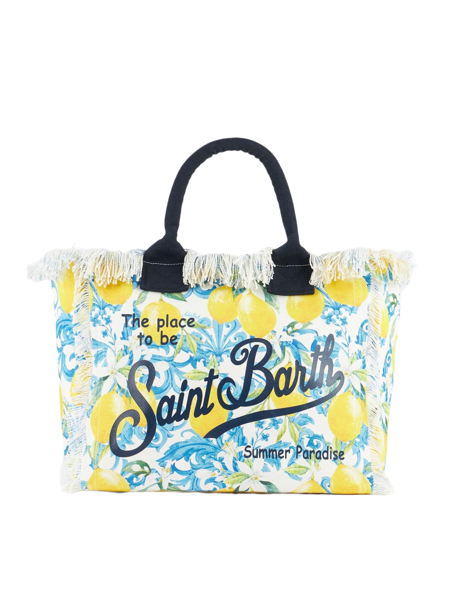 MC2 Saint Barth Lemon Maiolica Cotton Canvas Vanity Tote Bag