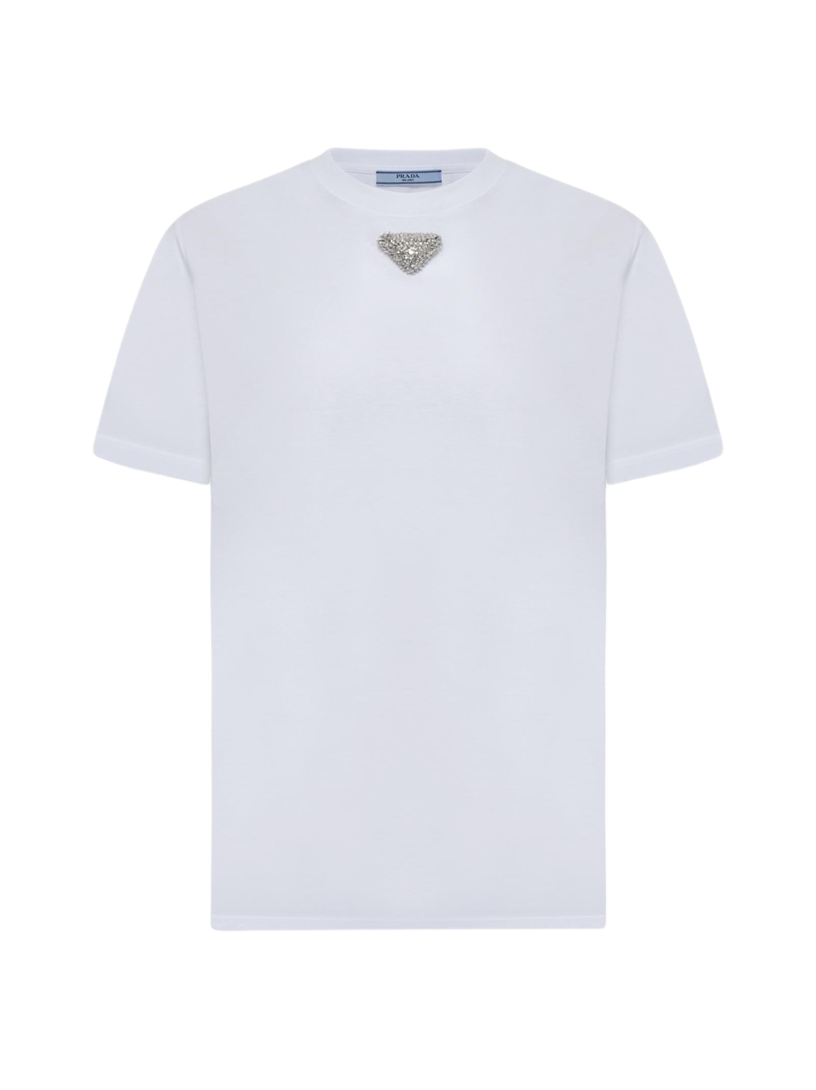 Prada Rhinestones Plaque Cotton T-shirt | italist
