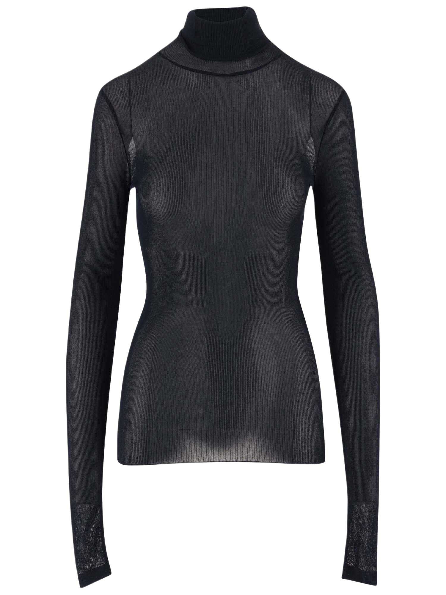 【AMI PARIS】Stretch Viscose Turtleneck T-Shirt Black Ami Alexandre Mattiussi Stretch Viscose Turtleneck | italist