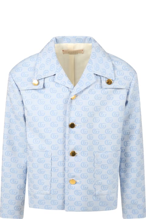 Gucci Light-blue Jacket For Boy - White Multicolor
