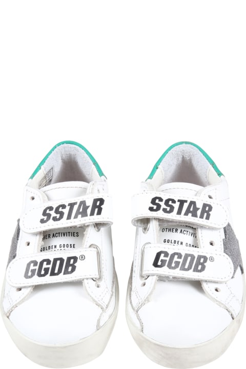 Golden Goose White ''old School'' Sneakers For Kids - White Silver Rose Quartz