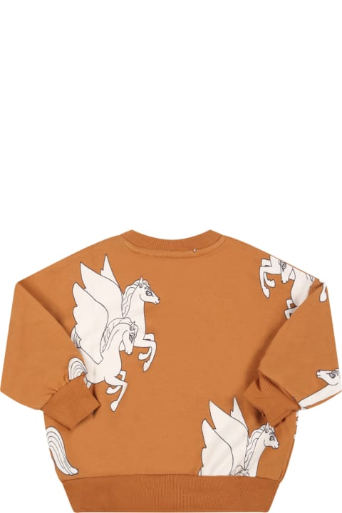 Mini Rodini Brown Sweatshirt For Babykids With Pegasus - Brown