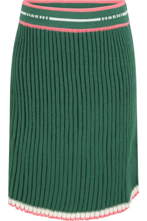 Green Skirt For Girl With White Logo