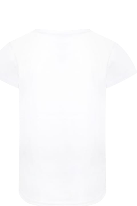 White T-shirt For Girl With Print