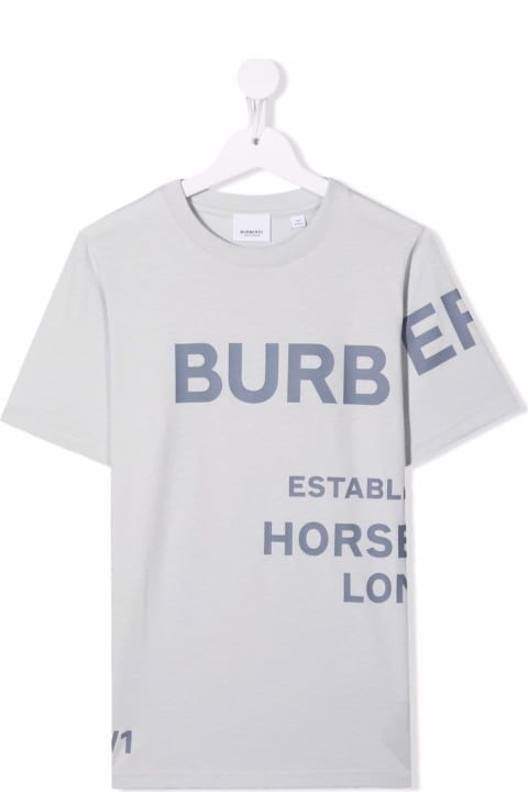 Burberry Grey Cotton T-shirt With Logo Print - Beige