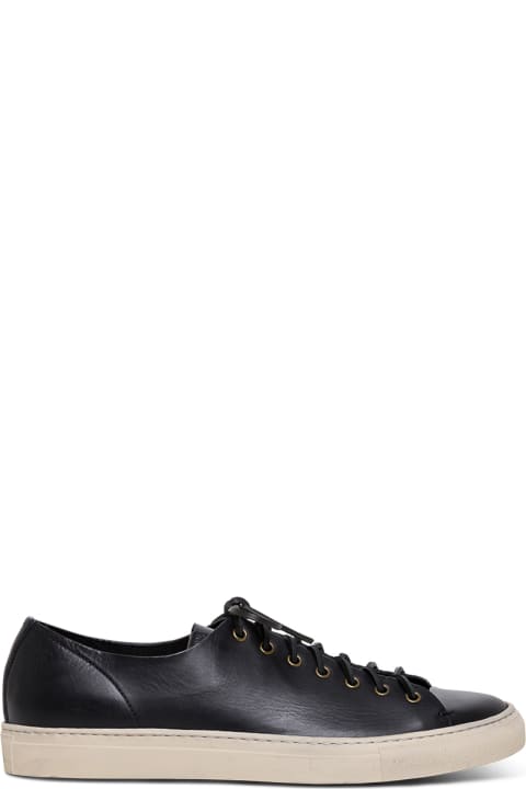 Black Leather Sneakers With Laces