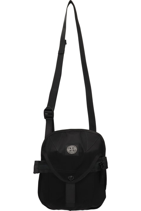 Stone Island Shoulder Bag In Black Synthetic Fibers - white