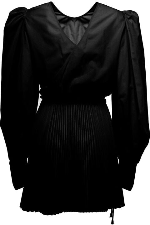 Black Pleated Dress With Belt