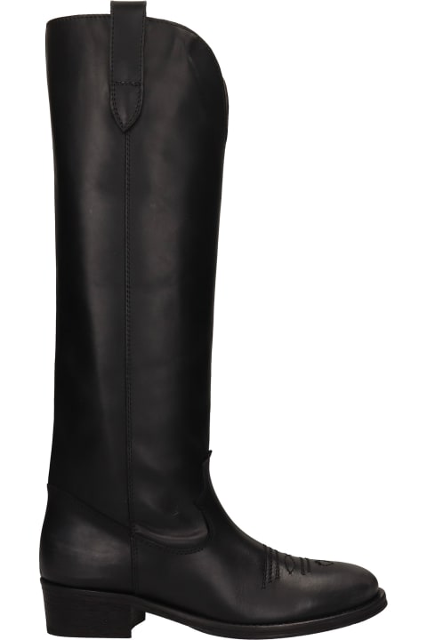 Texan Boots In Black Leather