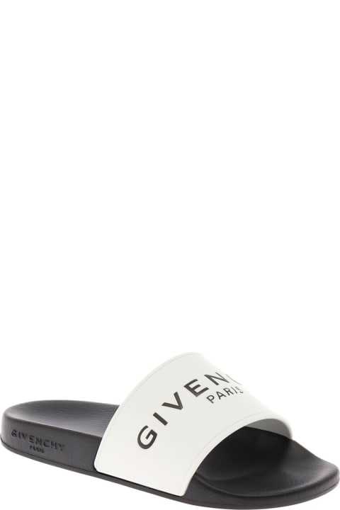 Gvenchy Kids Boy's Black And White Slide Rubber Sandals With Logo