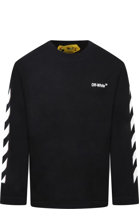 Off-White Black T-shirt For Boy With Logo - Nero
