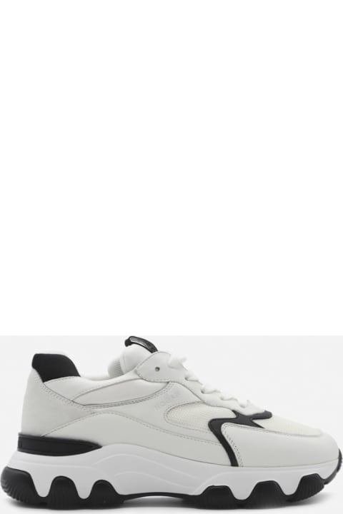 Hogan Hyperactive Sneakers In Leather And Nylon - Bianco