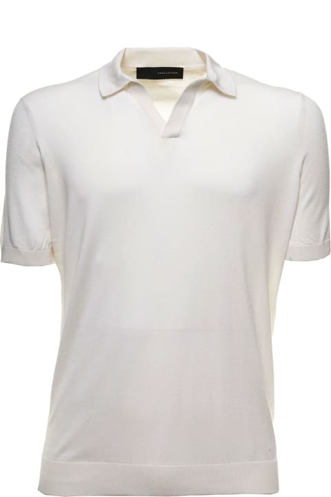 Ivory Colored Cotton Polo Shirt