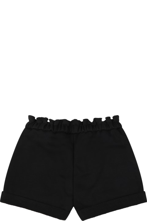 Givenchy Black Shorts For Baby Girl With Silver Logo - Black/white