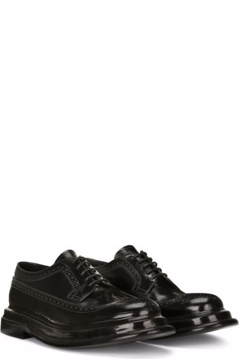 Dolce & Gabbana Derby Shoes In Black Leather - Black