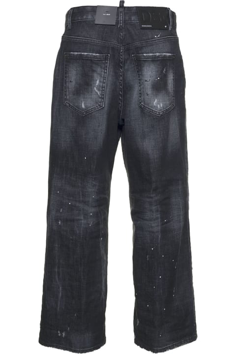 Dsquared2 Grey Denim Jeans With Ripped Inserts - Dark green