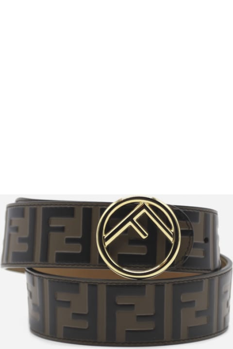 Leather Belt With All-over Embossed Ff Motif