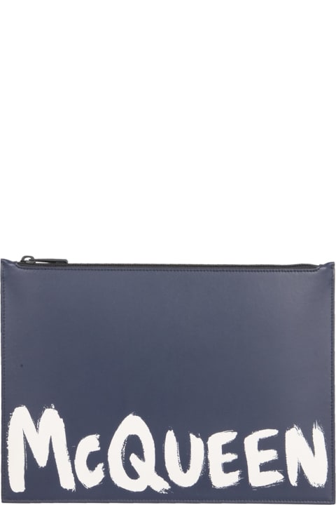 Alexander McQueen Leather Clutch - Black washed