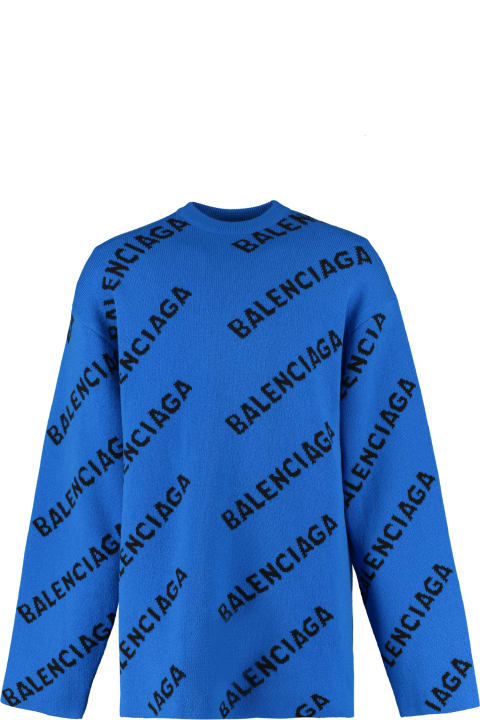 Balenciaga Jacquard Crew-neck Sweater - GRIGIO