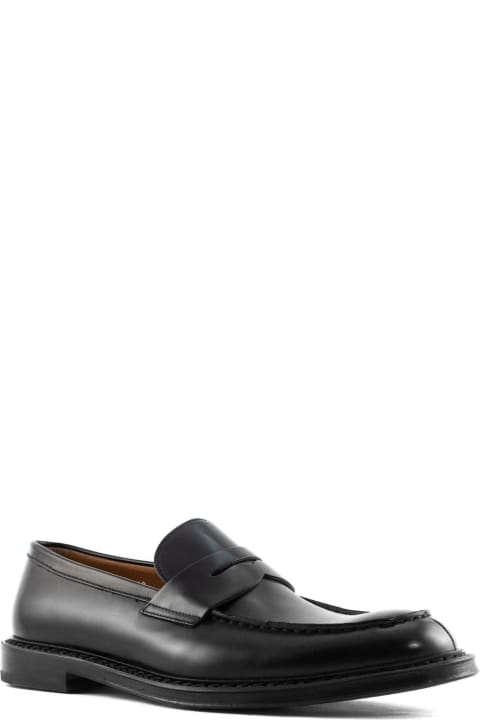 Doucal's Black Smooth Calfskin Leather Penny Loafers - Coffee