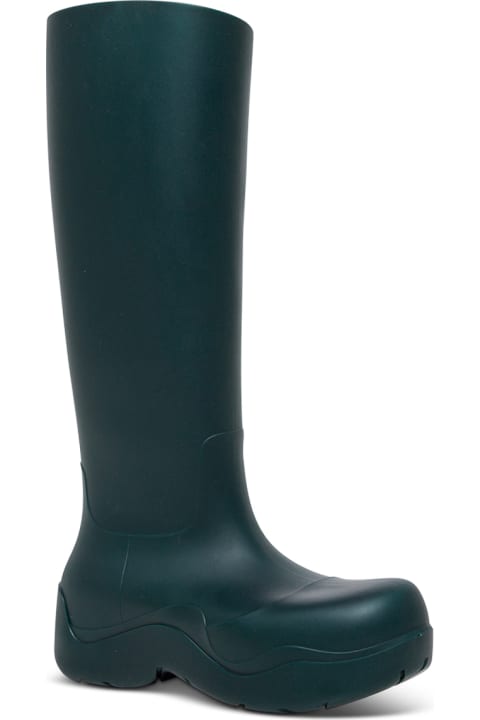 Bottega Veneta The Puddle Rubber Green Rain Boots - BLACK