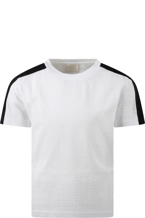 White T-shirt For Kids With Black Logo