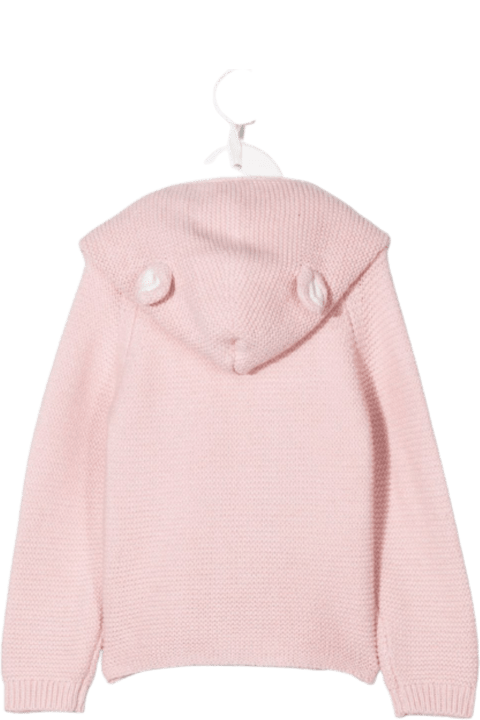 Stella McCartney Kids Pink Knitted Hooded Cardigan With Ears - Multicolor