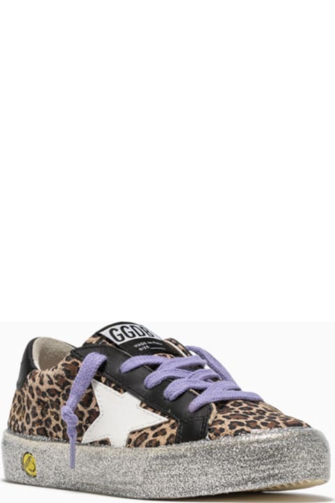 Golden Goose May Leopard Suede Sneakers Gjf00112f002117 - Bianco e Argento
