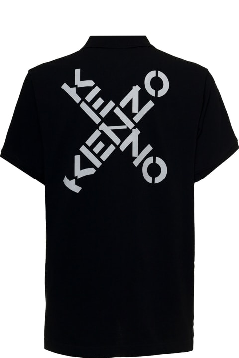 Kenzo Black Cotton Polo Shirt With Logo - Gris clair