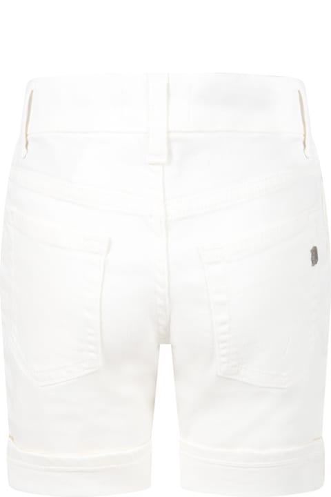 Dondup White Shorts For Kids With Patch Logo