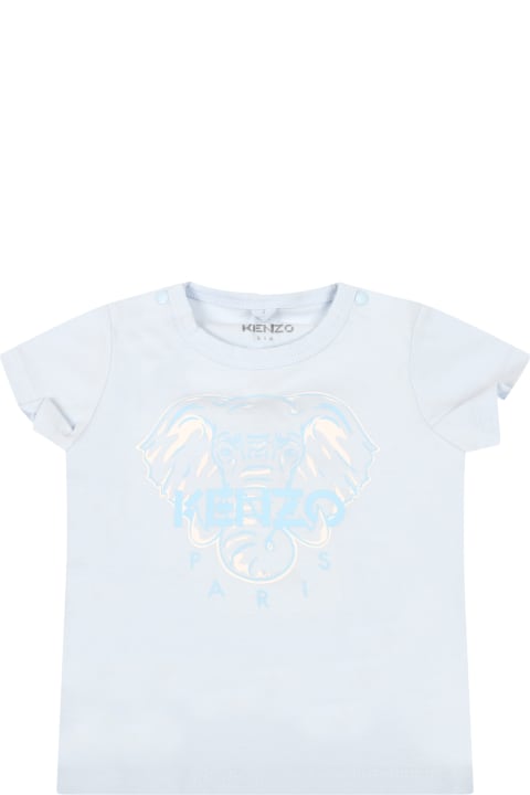 Light-blue T-shirt For Baby Boy With Elephant