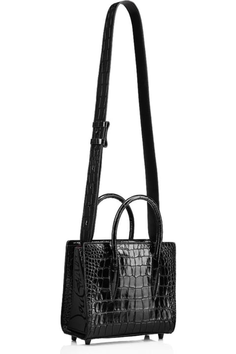Christian Louboutin Black Cocco Printed Leather Paloma Small Bag - WHITE/SILVER