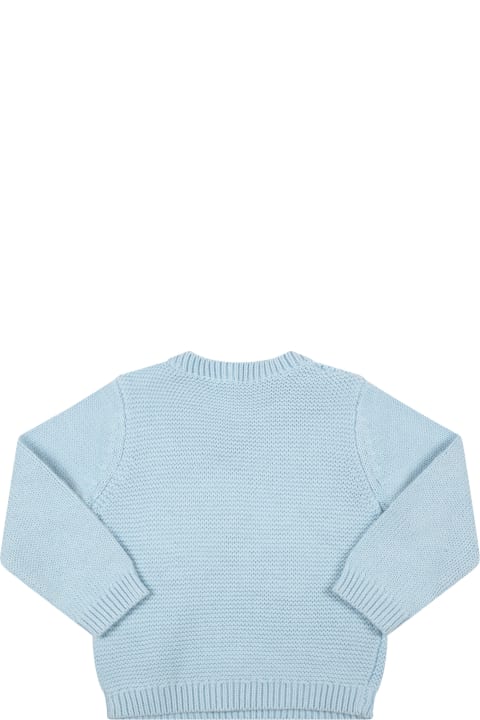 Stella McCartney Kids Light-blue Sweater For Baby Boy With Lamas - Multicolor