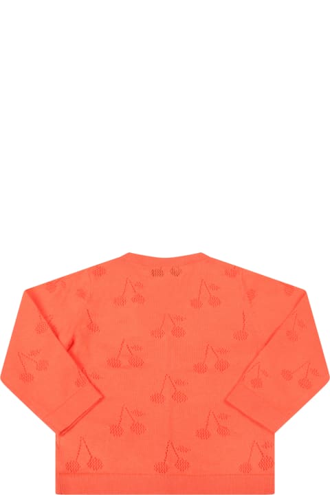 Orange Cardigan For Baby Girl With Cherries