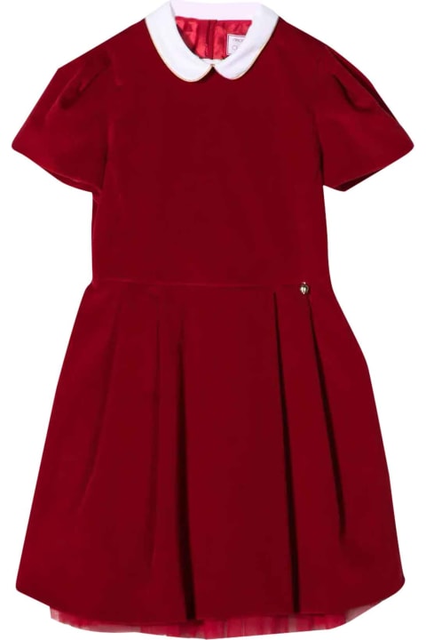 Simonetta Kids Girl Red Layered Dress - Multicolor