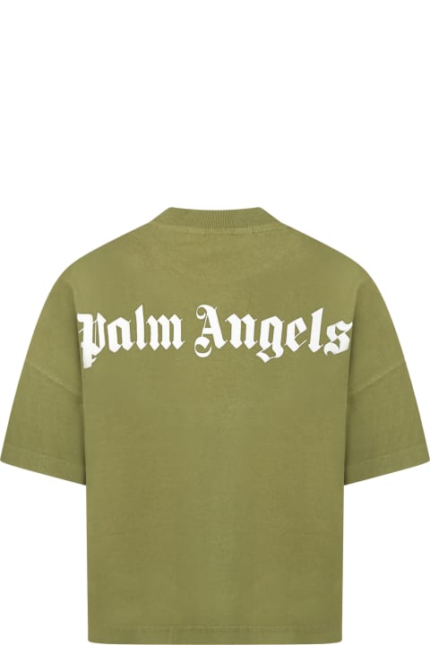 Green T-shirt For Boy With White Logo