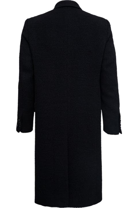 Tonello Double-breasted Black Wool Coat - Black
