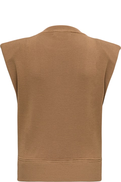 Brown Wool Vest With Padded Shoulder Straps