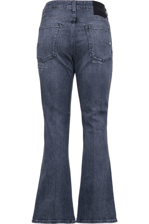 Grey Denim Jeans With Flared Bottom